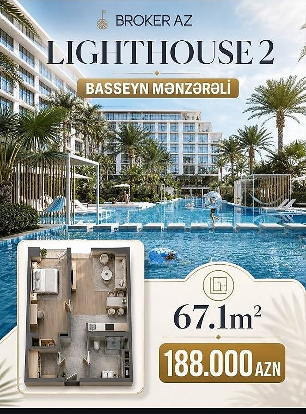 Lighthouse 2 — 1 Yataq Otaqlı, Plan Daxil